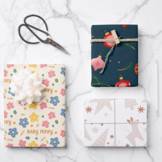 Wrapping Paper für Weihnachts- und Babyduschen Geschenkpapier Set