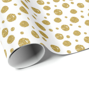 Wrapping Paper Gold Glitzer Polka Dots Geschenkpapier