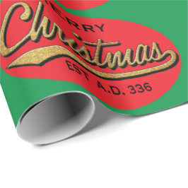 Wrapping Paper Green/Red "Retro Frohe Weihnachten" Geschenkpapier