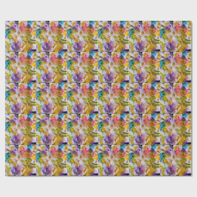 Wrapping Paper, Hand-Painted Floral Gift Wrap Geschenkpapier (Flach)
