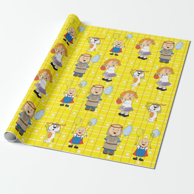 Wrapping Paper "Hanukhah Kids & Zeevie" Geschenkpapier (Ungerollt)