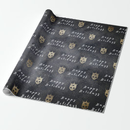 Wrapping Paper Happy Holidays Black Skulls Geschenkpapier