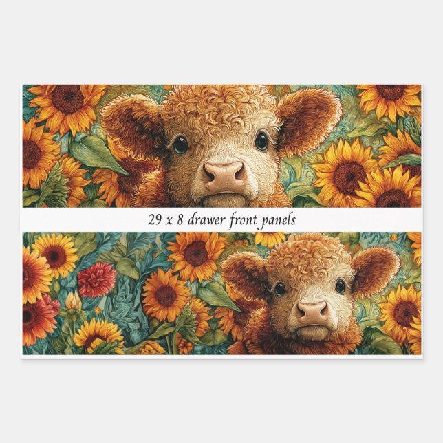 Wrapping Paper Highland Sunflower Drawer Panels  Geschenkpapier Set (Vorderseite)