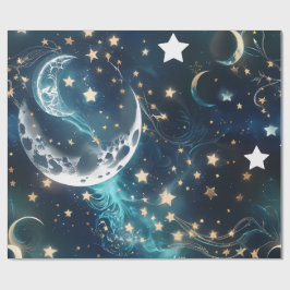 Wrapping Paper – Icy Blue Moon Phases Geschenkpapier