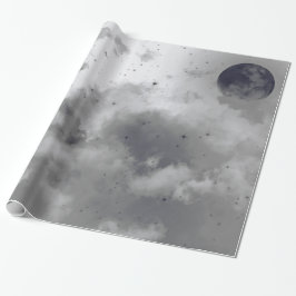 Wrapping Paper INVERTIERT NACHT SKY BLACK MOON Geschenkpapier