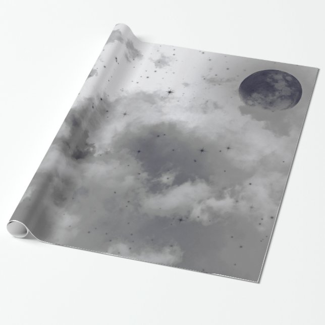 Wrapping Paper INVERTIERT NACHT SKY BLACK MOON Geschenkpapier (Ungerollt)