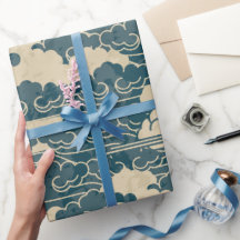 Wrapping Paper JAPANESE CLOUD PATTER IN BLAU