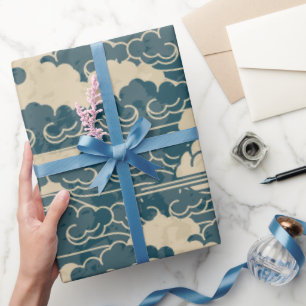 Wrapping Paper JAPANESE CLOUD PATTER IN BLAU Geschenkpapier