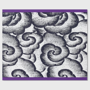 Wrapping Paper JAPANESE CLOUUES LILA TRIM Geschenkpapier