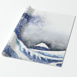 Wrapping Paper JAPANESE GREAT WAVE WATERCOLOR Geschenkpapier
