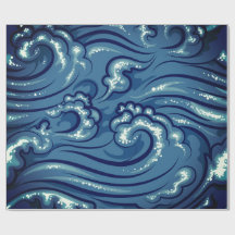 Wrapping Paper JAPANESE WAVES IN BLAU
