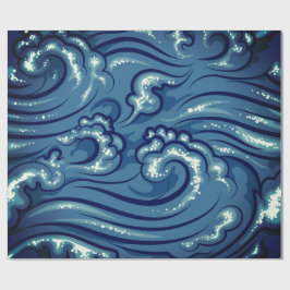 Wrapping Paper JAPANESE WAVES IN BLAU Geschenkpapier