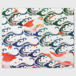 Wrapping Paper KOI FISH AND WAVE PATTERN Geschenkpapier
