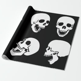 Wrapping Paper LAGHING SKULL BLACK AND WHITE Geschenkpapier