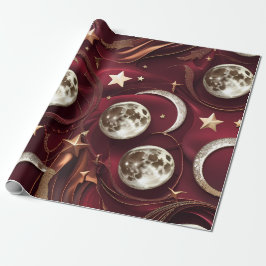 Wrapping Paper – Luxury Garnet Red Celestial Moon  Geschenkpapier