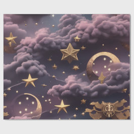 Wrapping Paper - Luxury Smoky Plum Celestial Moon Geschenkpapier