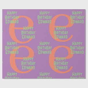 Wrapping Paper Monogram Name lila Minze Text Geschenkpapier
