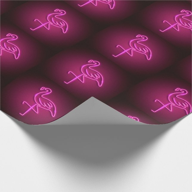 Wrapping Paper - Neon Lights Flamingo's Geschenkpapier (Ecke)