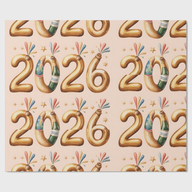 Wrapping Paper-New Year 2026 Geschenkpapier (Flach)