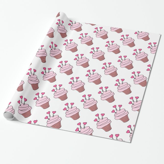 Wrapping Paper (niedliches Pink & White Heart) Geschenkpapier (Ungerollt)