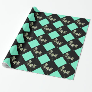 Wrapping paper Orchid Blume aqua black harlequin Geschenkpapier