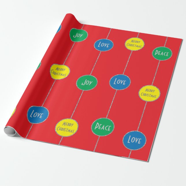 Wrapping Paper ORNAMENTS Frohe Weihnachten" Geschenkpapier (Ungerollt)
