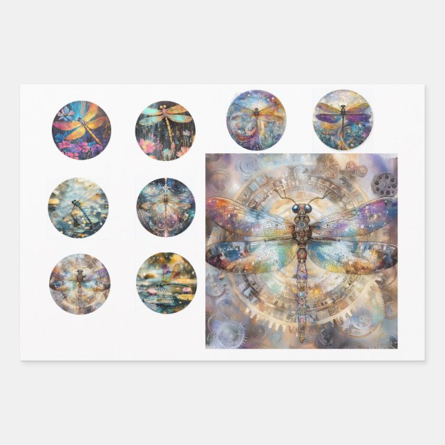 Wrapping Paper Resin Tile & Coasters Dragonfly Art Geschenkpapier Set (Vorderseite)