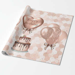 Wrapping Paper Roll 6' Rose Gold Geburtstag Geschenkpapier