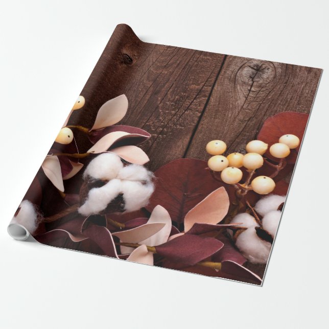 Wrapping Paper Roll Cotton Branch 60lb auf Dunklem Geschenkpapier (Ungerollt)