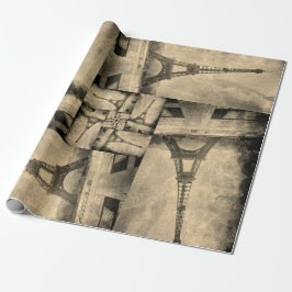 Wrapping Paper Roll Eiffel Tower Collage Design Geschenkpapier
