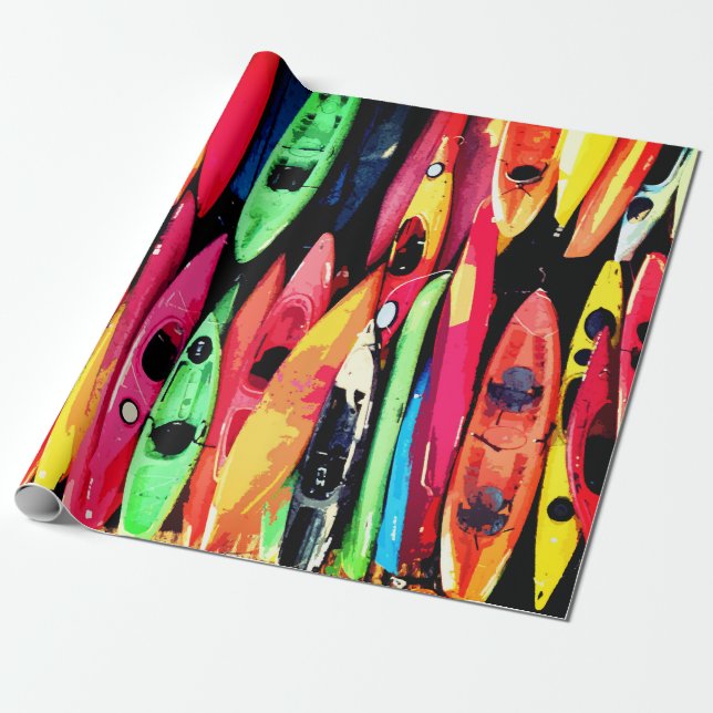 Wrapping Paper Roll farbenfrohe Kayaks Design Geschenkpapier (Ungerollt)