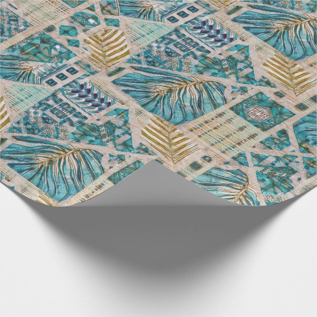 Wrapping Paper Roll of Hawaiian Botanical Blues Geschenkpapier (Ecke)