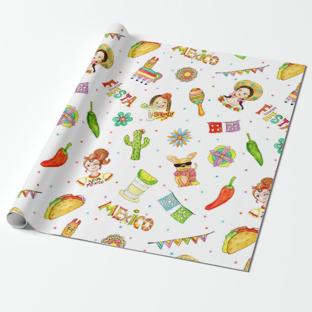 Wrapping Paper Rolle des mexikanischen Party Geschenkpapier (Ungerollt)