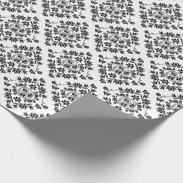 Wrapping Paper (Schwarzweiß-Damaskus) Geschenkpapier (Ecke)