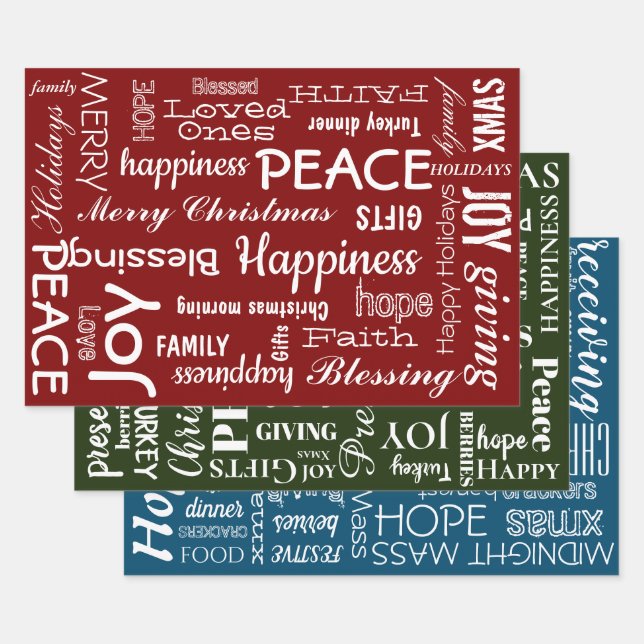 Wrapping Paper Set - Christmas Red Green Blue Geschenkpapier Set (Set)
