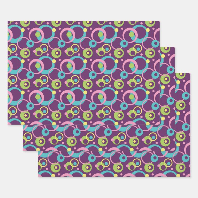 Wrapping Paper-Set für Funky Lila Circles Geschenkpapier Set (Set)