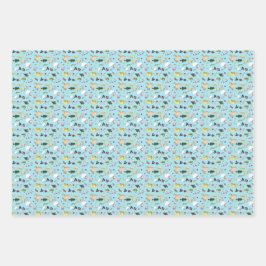 Wrapping Paper Set für Weihnachtshühner mit 3 Blät Geschenkpapier Set