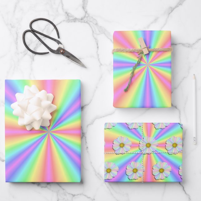 Wrapping Paper Set - Groovy Radiant Rainbow Geschenkpapier Set (Vorderseite)