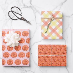 Wrapping Paper Set - Tequila Sunrise Zinnia Geschenkpapier Set