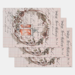 Wrapping Paper Set von 3 Vintagen Themen Weihnacht Geschenkpapier Set