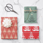 Wrapping Paper Sheet "Christmas Mustache Trees" Geschenkpapier Set<br><div class="desc">Mit diesem festlichen Verpackungspapier mit 3 verschiedenen Weihnachtsmustache-Designs verwöhnen Sie Ihre Geschenke an die Lieben. 
Wählen Sie "Klicken Sie,  um weitere Anpassungen vorzunehmen",  um die Hintergrundfarbe anzupassen oder die Mustergröße anzupassen. Für Fragen stehen wir Ihnen gerne zur Verfügung.</div>