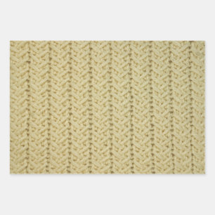 Wrapping Paper Sheet Set Basket Weave Cable Stitch Geschenkpapier Set