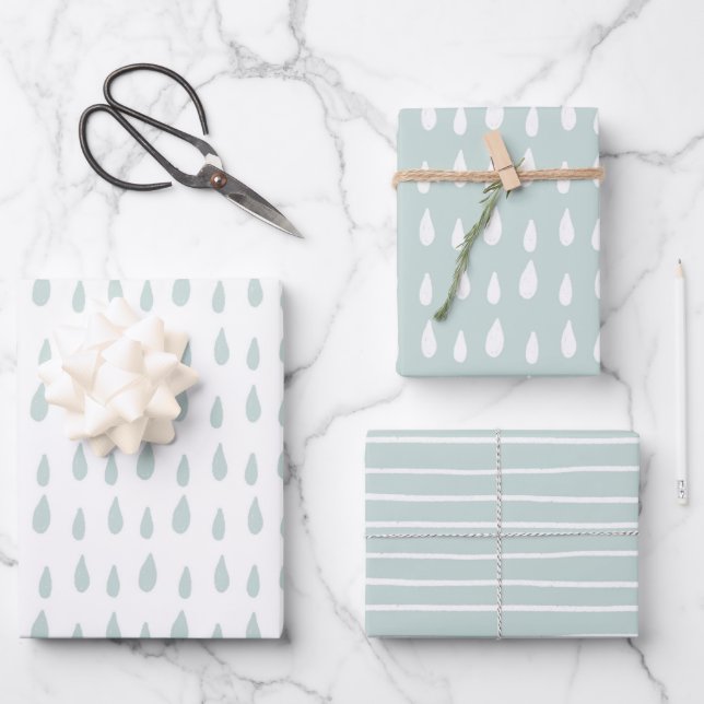 Wrapping Paper Sheets - Blue And White Pattern Geschenkpapier Set (Vorderseite)