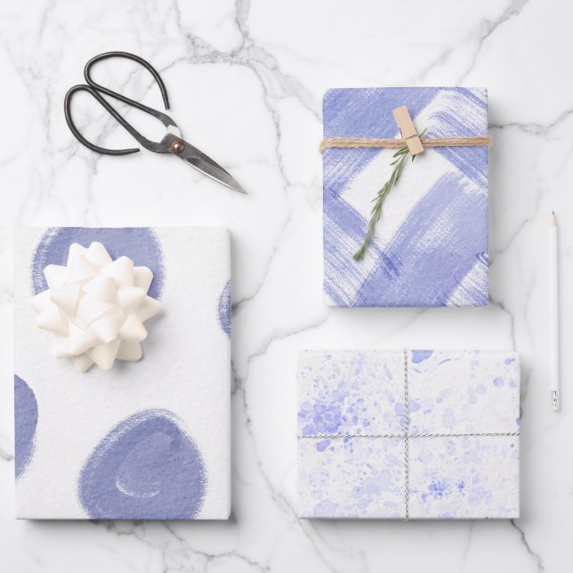Wrapping Paper Sheets - Blue Patterns Geschenkpapier Set (Vorderseite)