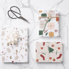 Wrapping Paper Sheets - Christmas Patterns Geschenkpapier Set