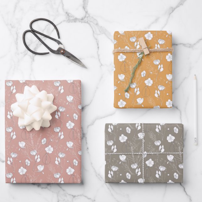Wrapping Paper Sheets - Floral Patterns Geschenkpapier Set (Vorderseite)