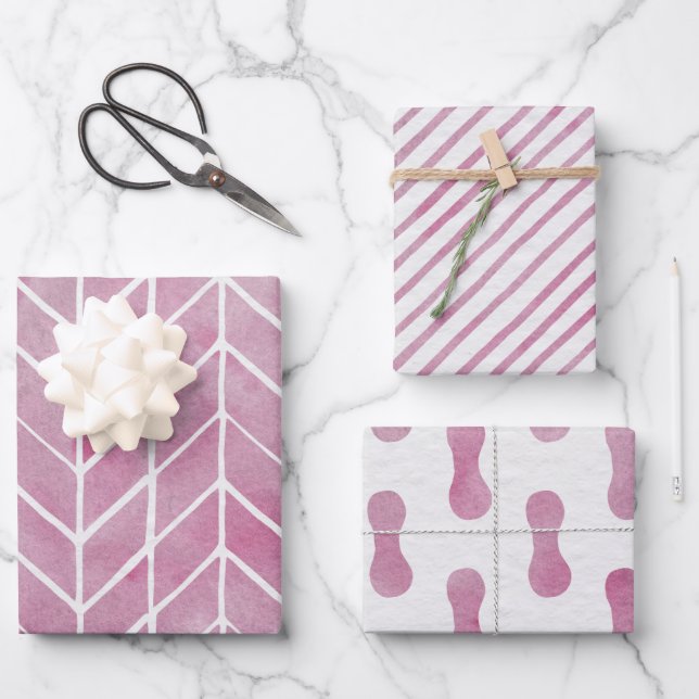 Wrapping Paper Sheets - Pink Pattern Geschenkpapier Set (Vorderseite)