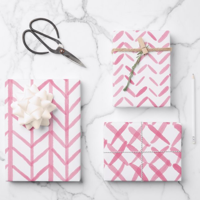 Wrapping Paper Sheets - Pink Patterns Geschenkpapier Set (Vorderseite)