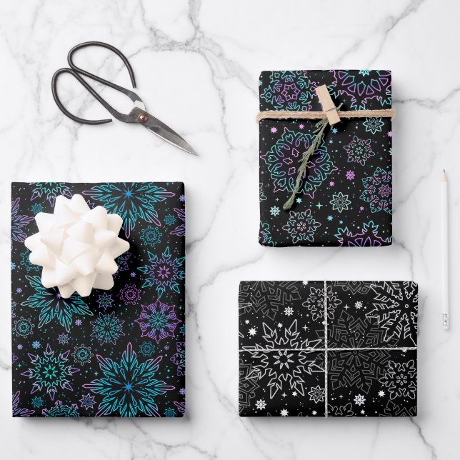 Wrapping paper "Snowflakes" Geschenkpapier Set (Vorderseite)