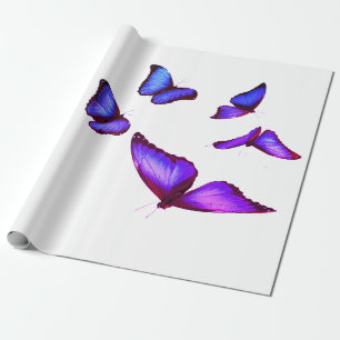 Wrapping Paper ULTRA VIOLET UND WHITE BUTTERFLIS Geschenkpapier